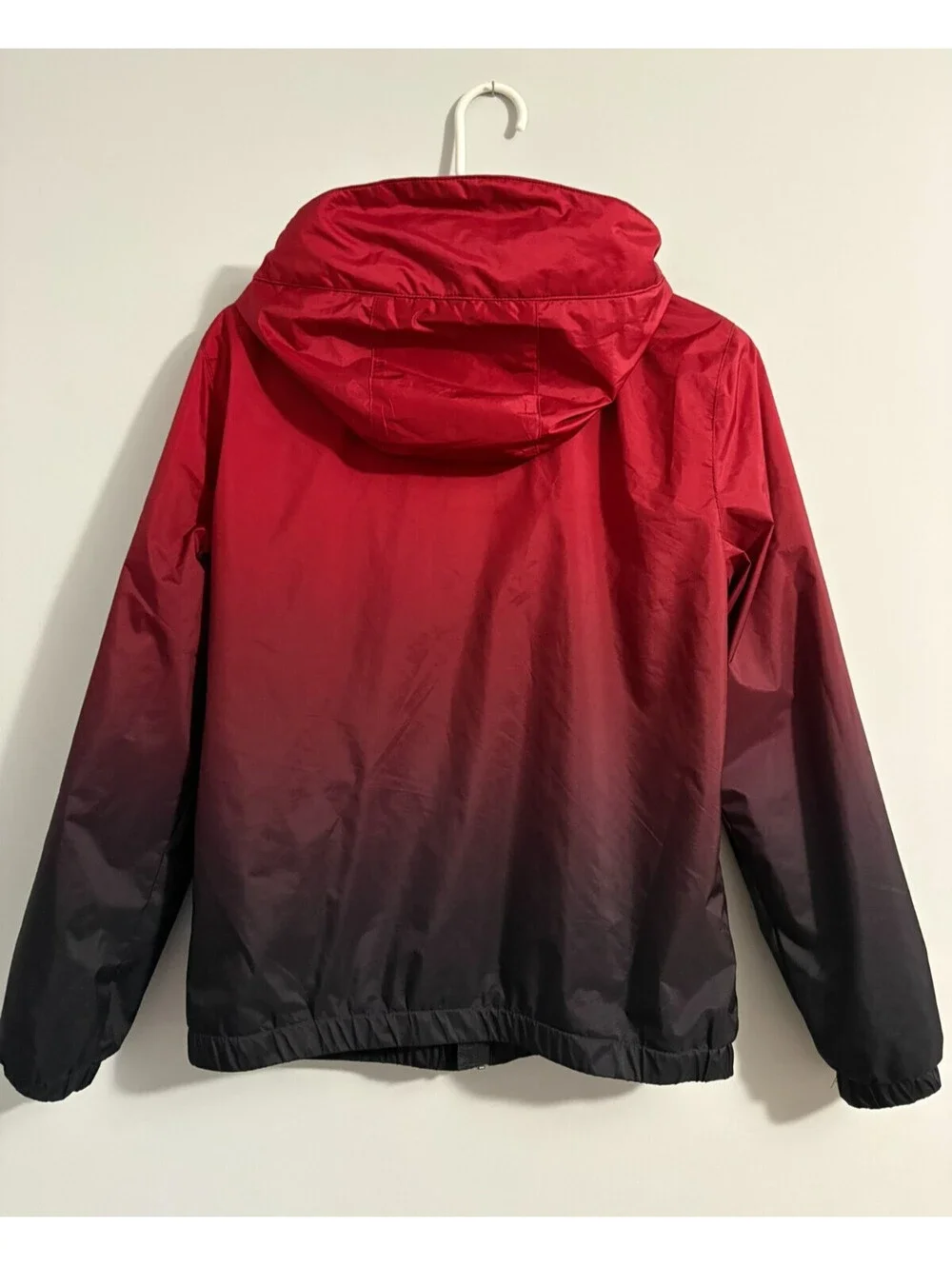 Hollister Fleece Lined Hooded Logo Sport Jacket Red-to-Black Ombre Two Tone XS
